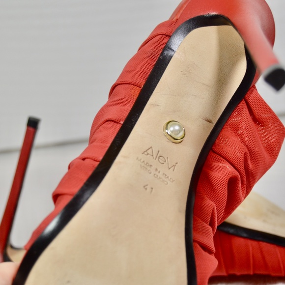 Alevi Milano Net Red Fabric Mules 110 Size EU 41 - Picture 7 of 12